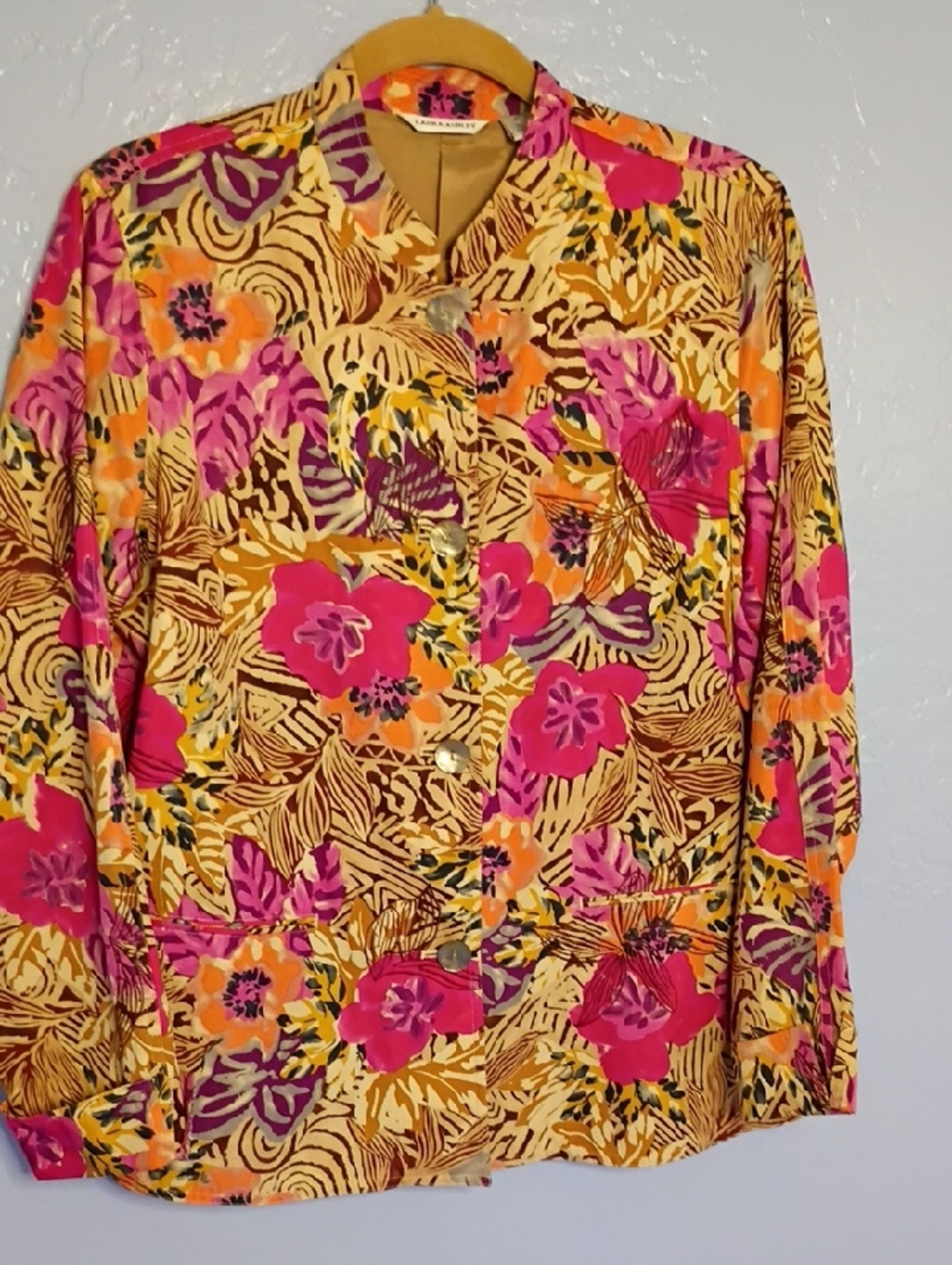Laura Ashley Floral Lined Jacket in Orange and Pink